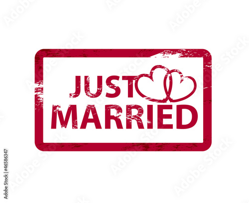 Vector just married stamps