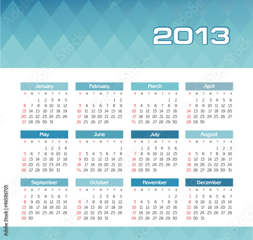Vector calendar for 2013
