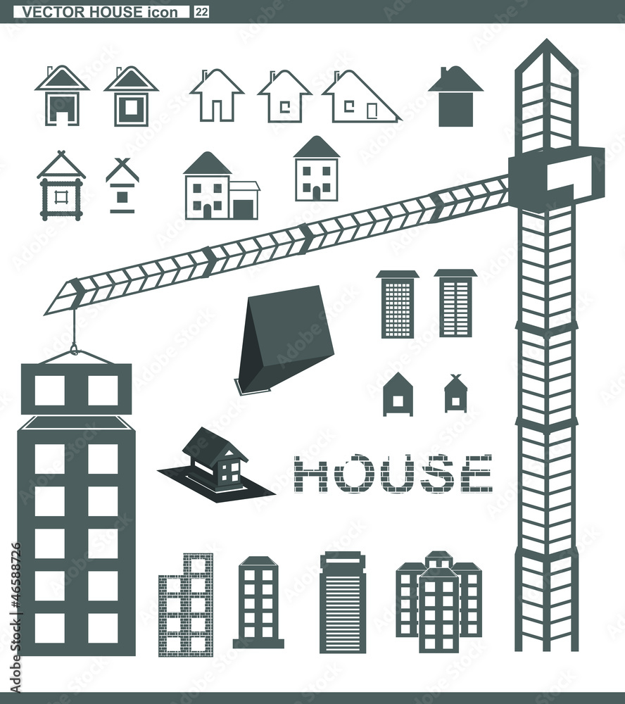 Vector set web icons. building and houses