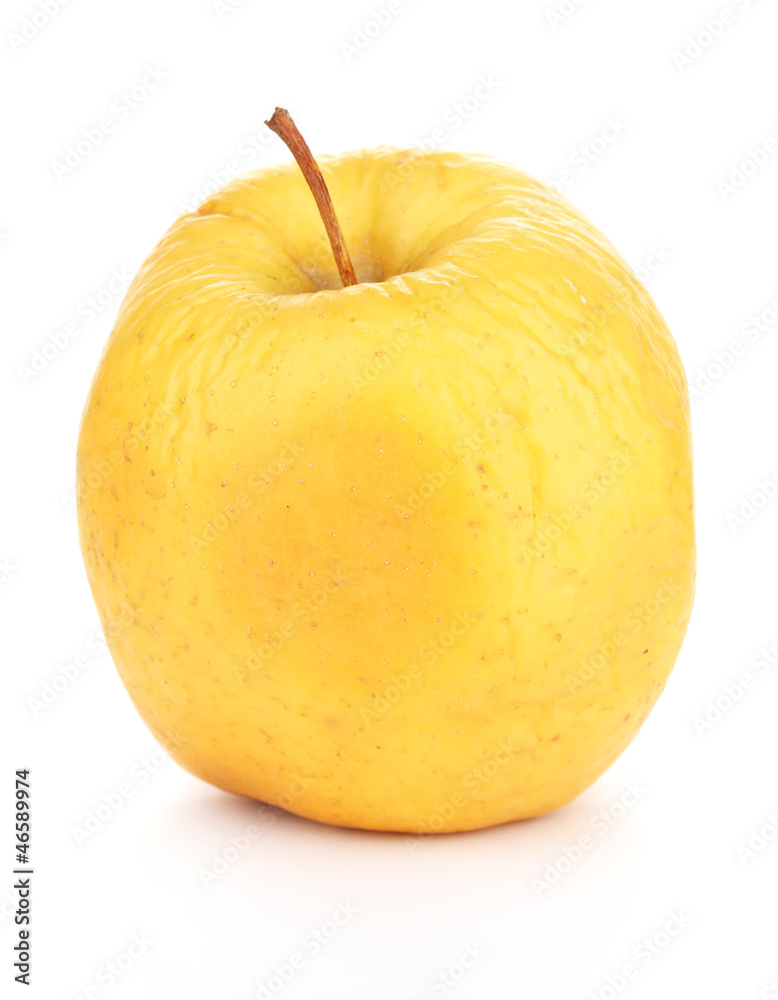 Yellow apple as problem skin concept isolated on white Yellow apple as problem skin concept isolated on white