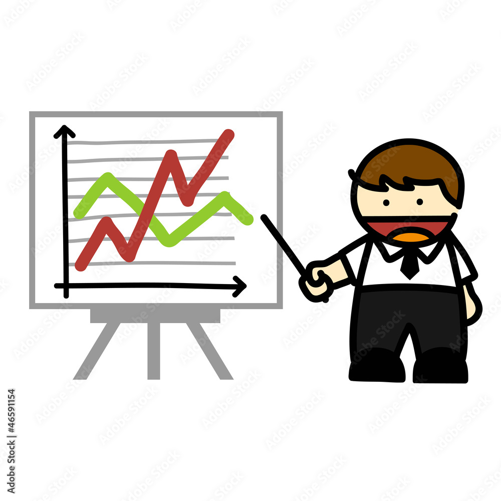 Business people and business graph cartoon. Business people and business graph cartoon.