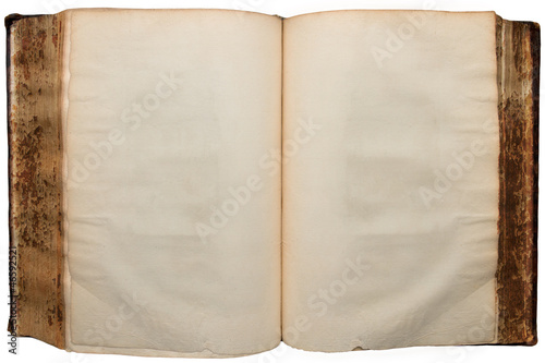 Εκτύπωση καμβά very ancient book open on empty sheets pure white background