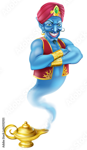 Evil genie and magic oil lamp