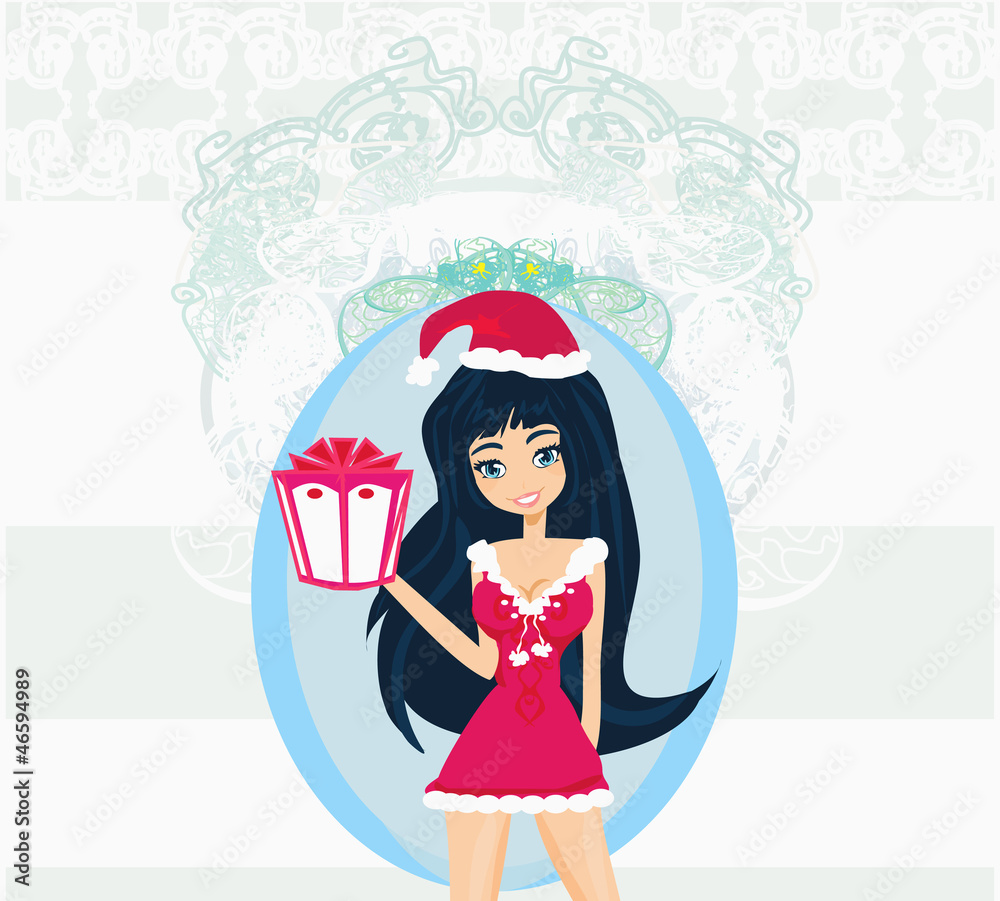beautiful pin-up girl in Christmas inspired costume beautiful pin-up girl in Christmas inspired costume