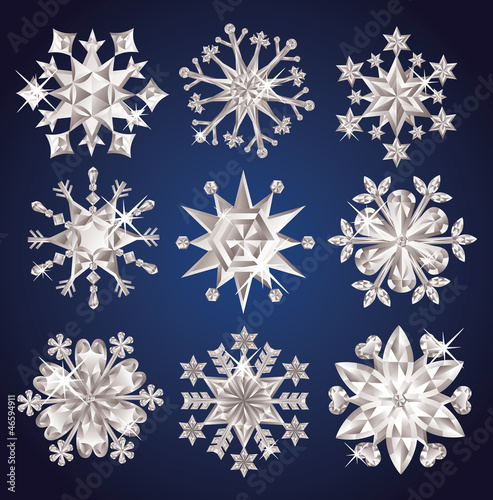 Set of diamond snowflakes.