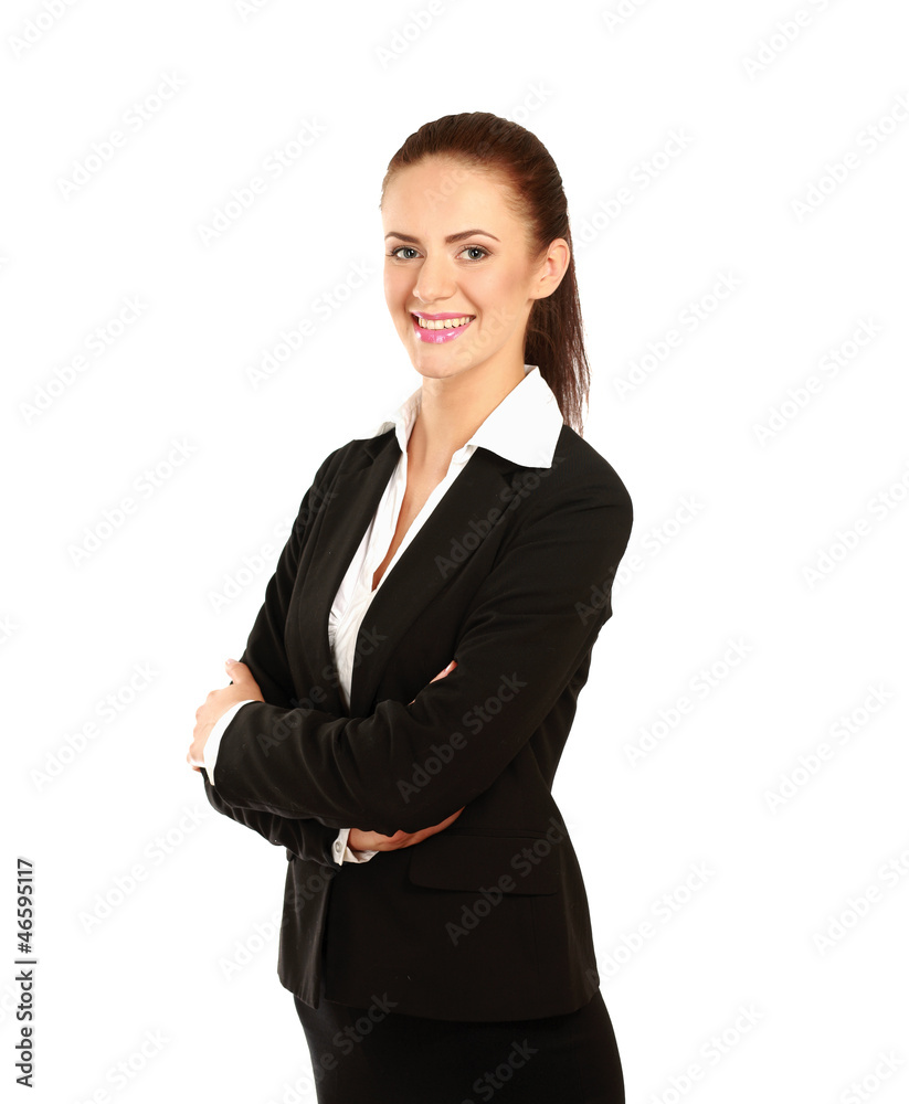 A beautiful woman standing with her arms crossed A beautiful woman standing with her arms crossed