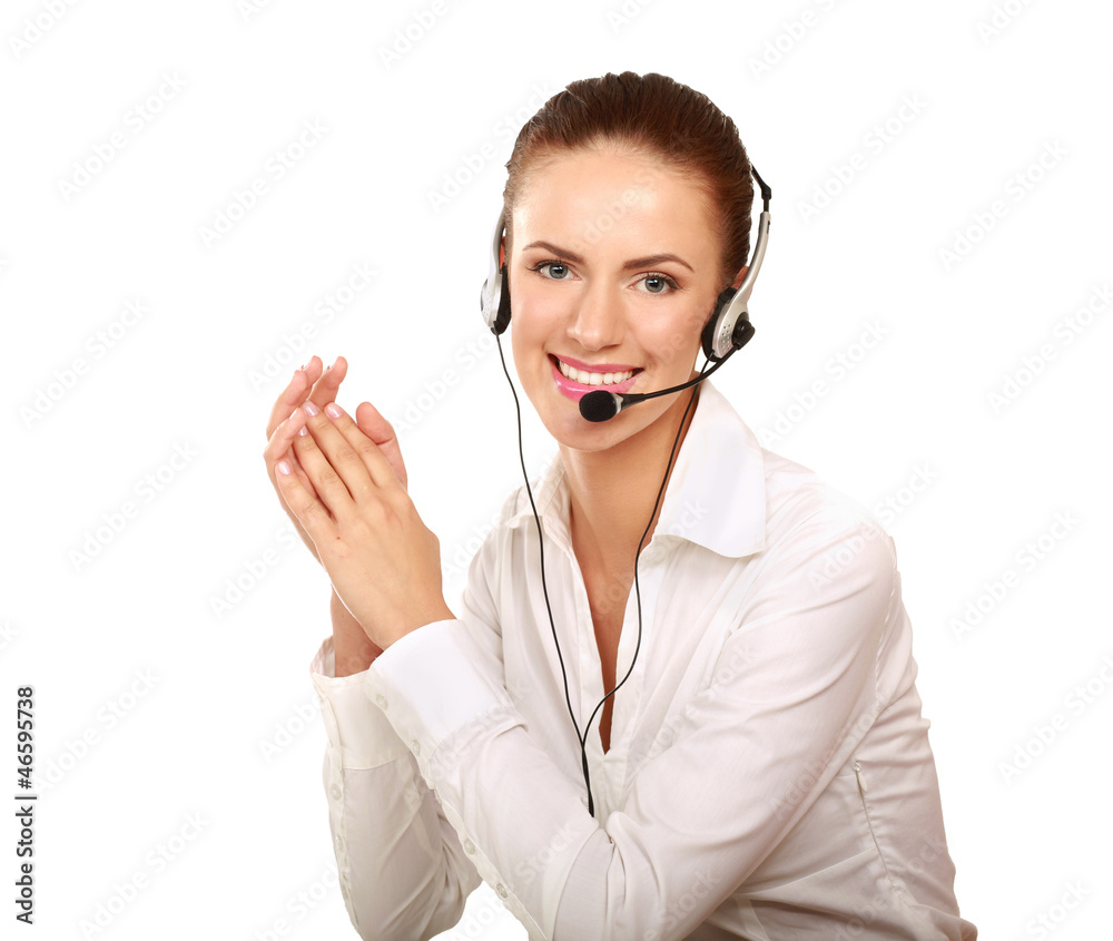 Young beautiful woman with headset Young beautiful woman with headset