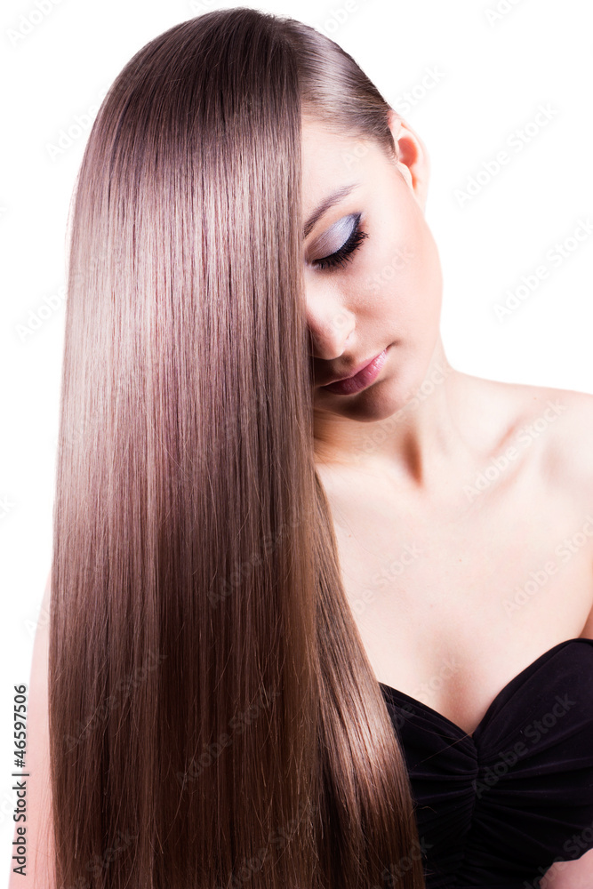 Naklejka premium Woman with healthy long hair