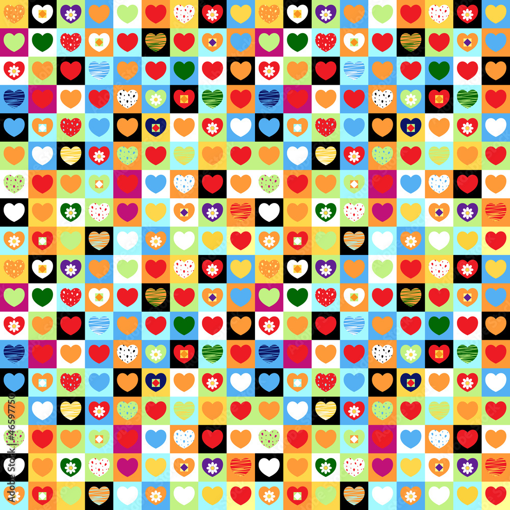 Colorful hearts, pattern Colorful hearts, pattern