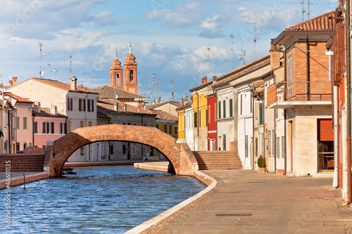 Comacchio, Italy - Canal and colorful houses photo