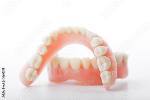 medical denture smile jaws teeth on white background photo