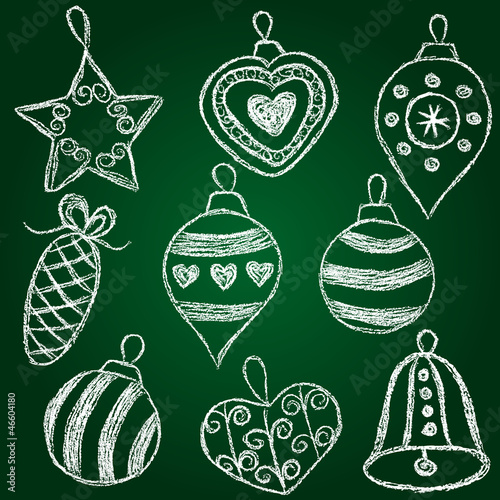 Christmas decorations  - chalk on schoolboard