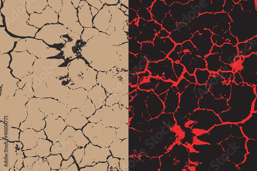 A set of two cracks textures with animal`s trace.