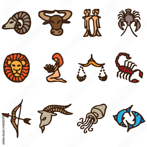 signs of the zodiac hand drawn icons in vector © La Gorda