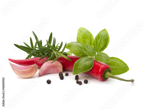Chili pepper and flavoring herbs