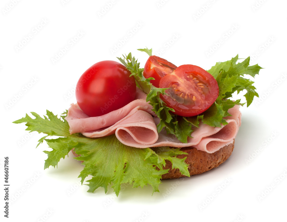 healthy sandwich with vegetable and smoked ham