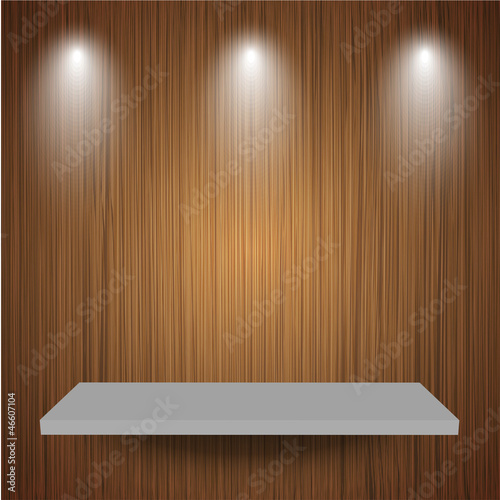Vector ahelf on wooden background. Eps10