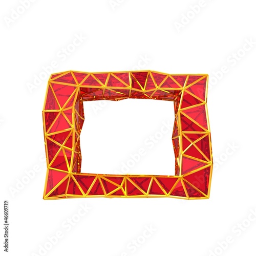 letters of red glass in gold