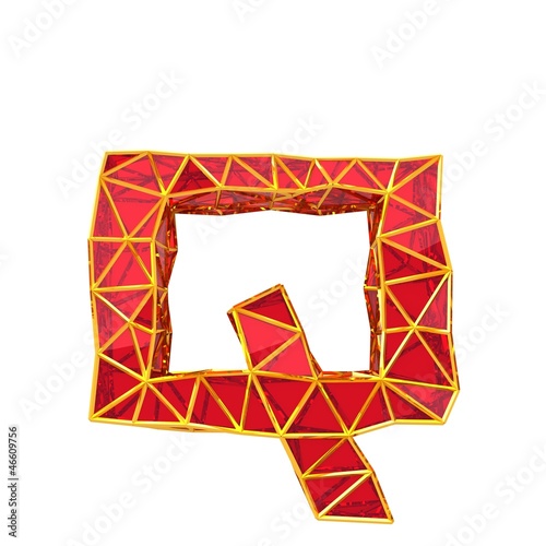 letters of red glass in gold