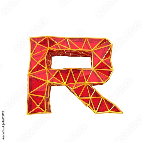 letters of red glass in gold