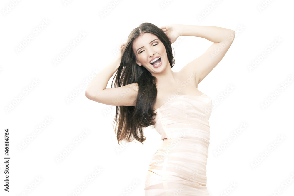 portrait of young beautiful woman on white background portrait of young beautiful woman on white background