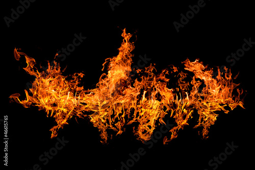 bright flame stripe isolated on black