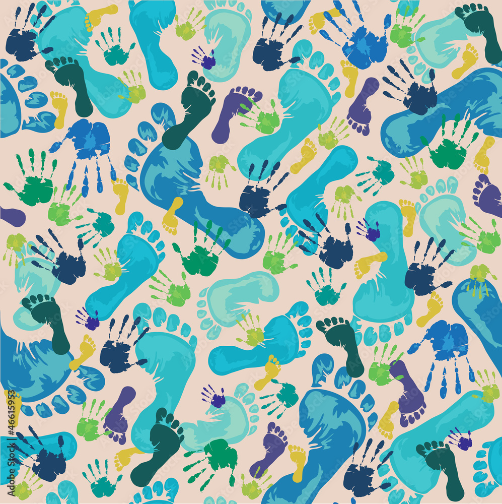 Pattern with footprints and handprints