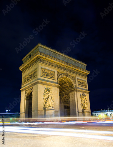Arch of Triumph at night, Paris, France