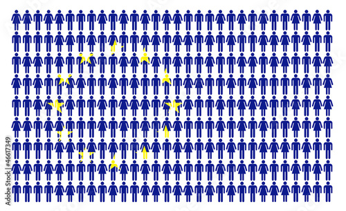 Bandiera europea formata da tante persone photo