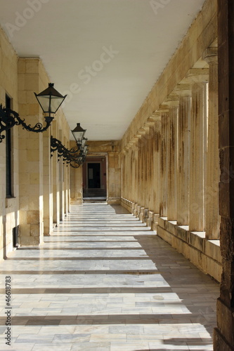 classical greek architecture columns and pillars in the Palace of St Michael and St George in corfu