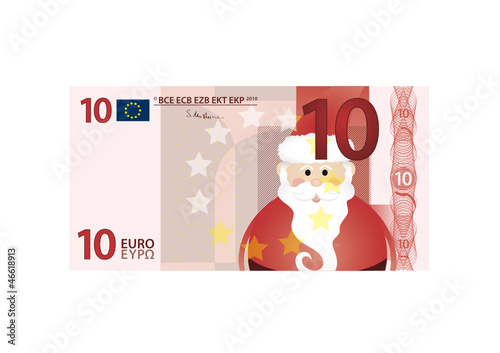 10 Euro Schein mit Weihnachtsmann - Vektor