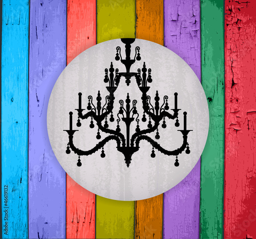 silhouette of luxury chandelier on a scratched background