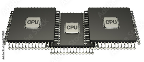 фотографія Three computer chip processor. Icon 3D. isolated