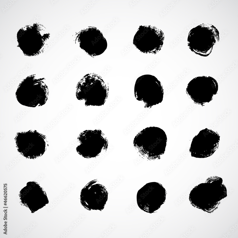 Vector ink grunge circle frames set Vector ink grunge circle frames set