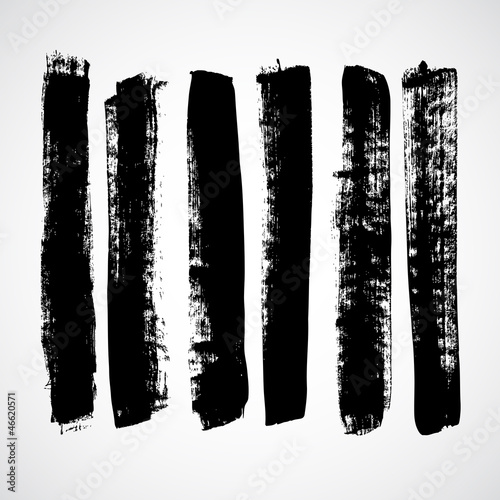 A set of grunge vector watercolor and ink strokes