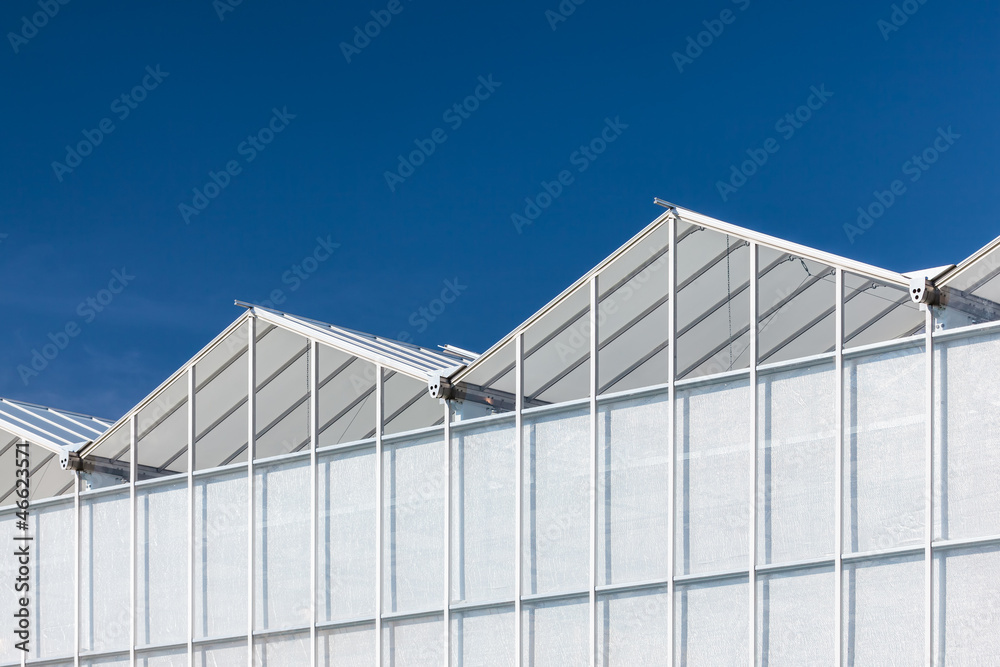 Obraz premium Side view of a new greenhouse