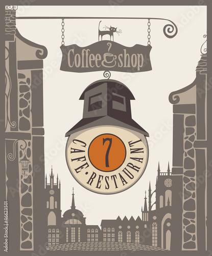 sign cafe in the old town