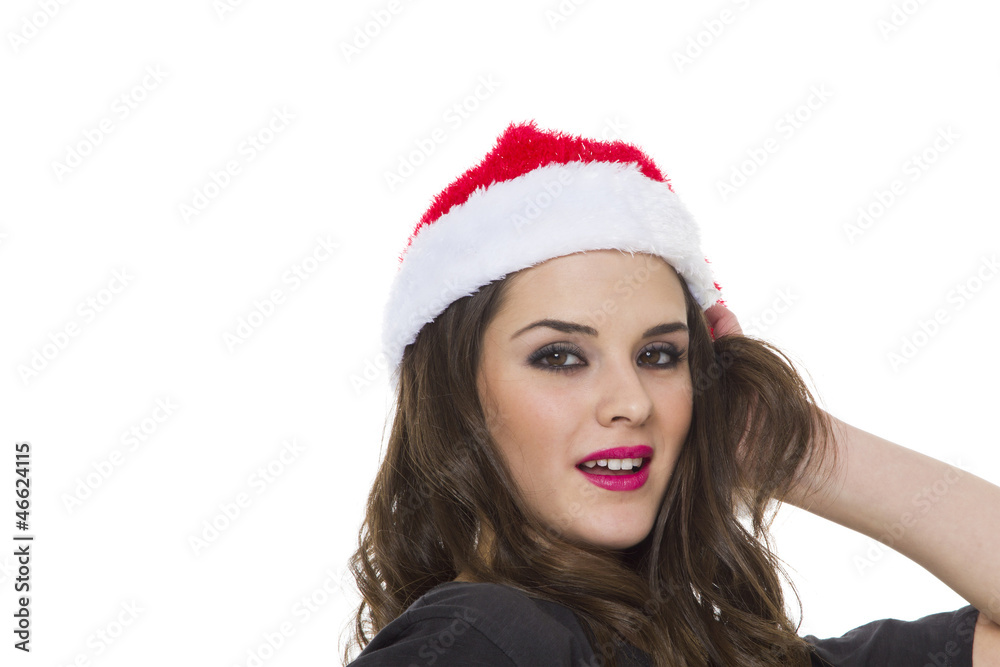 Young attractive female in santa hat Young attractive female in santa hat