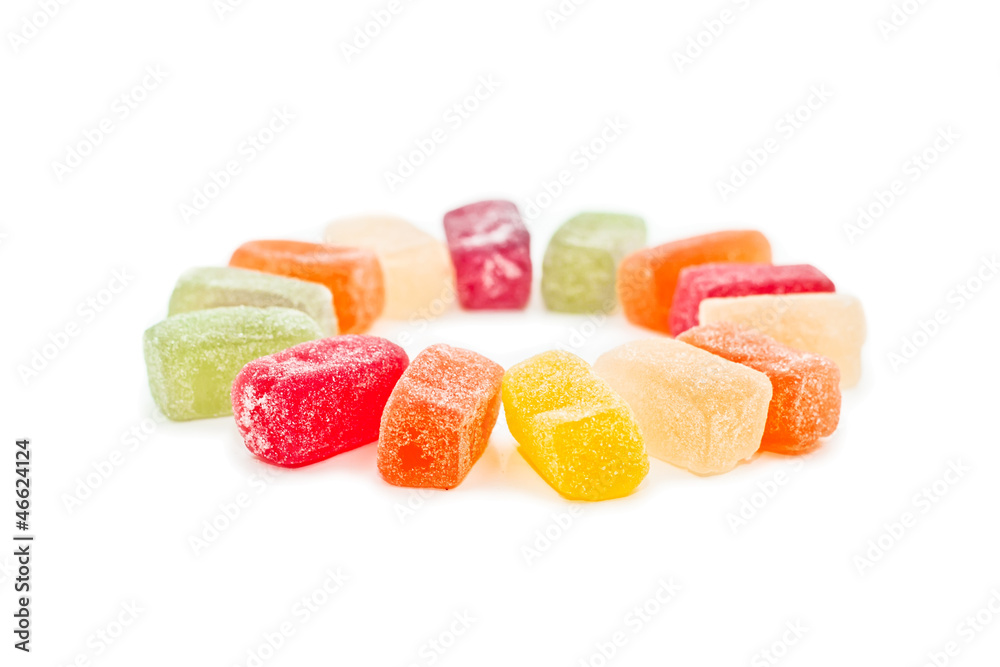 Coloured jelly sweets on a white background Coloured jelly sweets on a white background