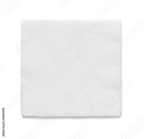 Blank paper napkin isolated on white background with copy space photo