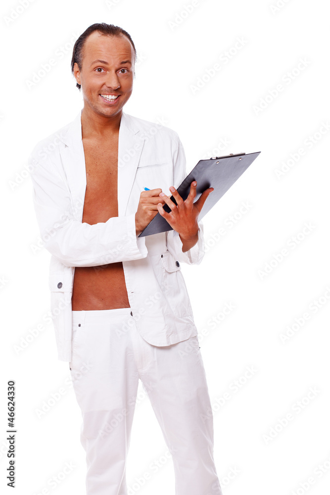 Portrait of handsome man posing on white background Portrait of handsome man posing on white background
