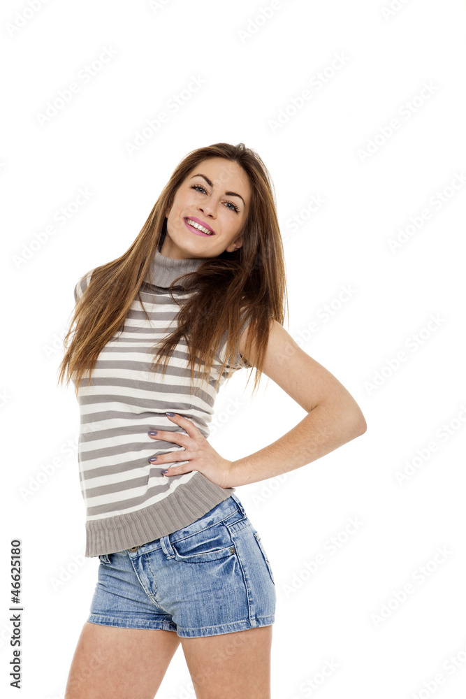 The beautiful girl in jeans The beautiful girl in jeans