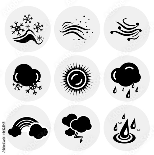 Vector black weather icons