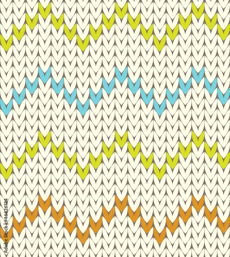 Knitted colored lines on white backgronud