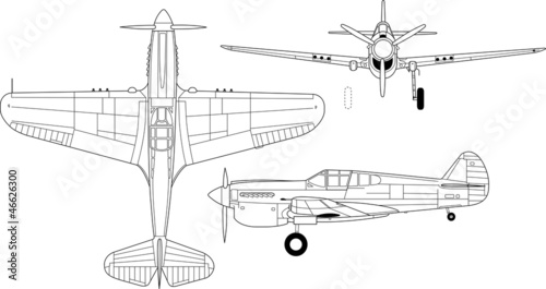 High detailed vector  of old military airplane