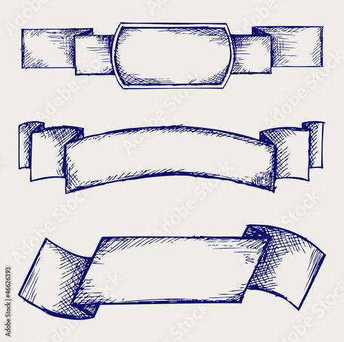 Set  banners and ribbons. Doodle style