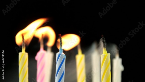 Birthday candles and blowing.