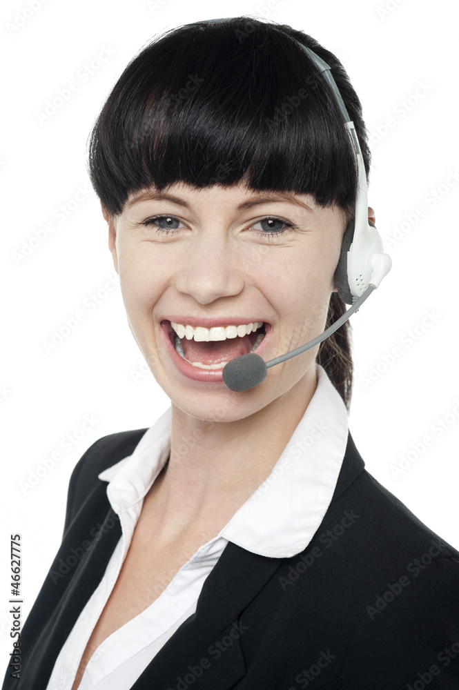 Close up portrait of customer service operator Close up portrait of customer service operator