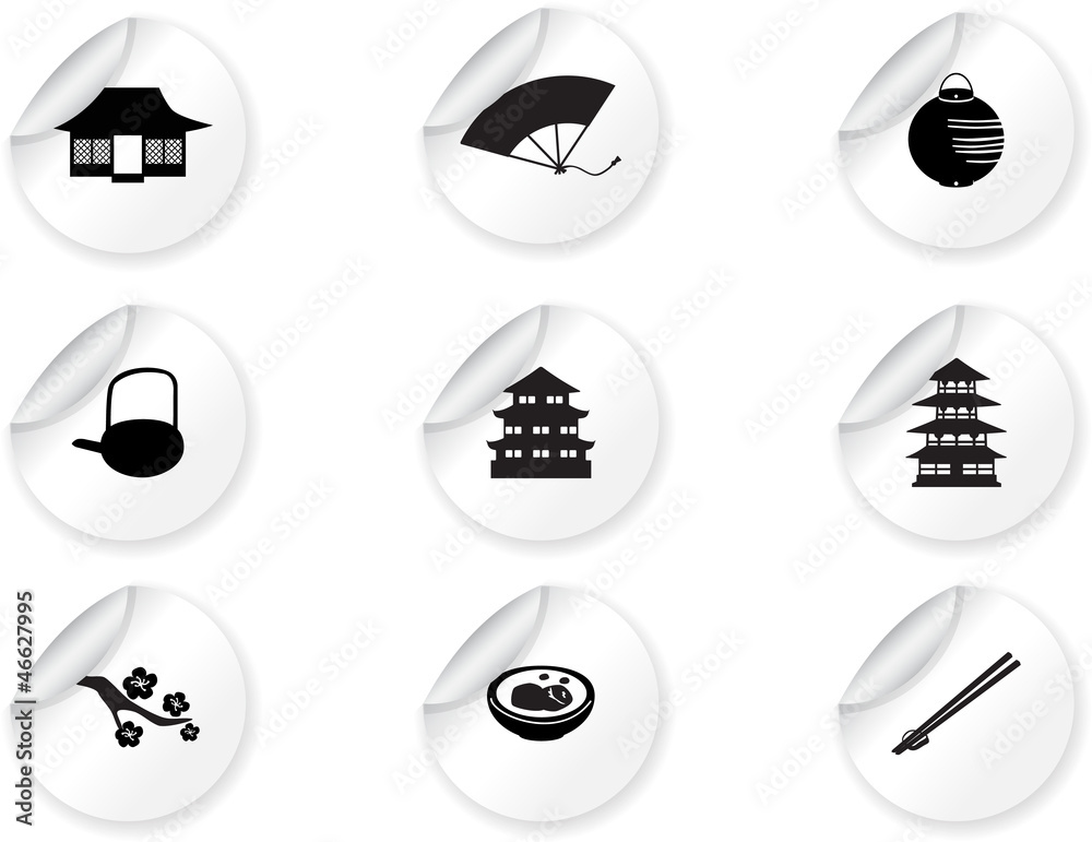 Stickers with japan icons