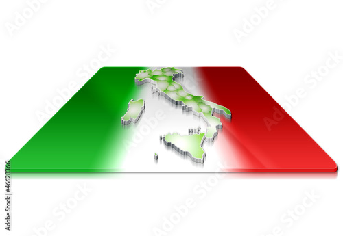 A simple 3D map of  Italy on a 3d flag photo